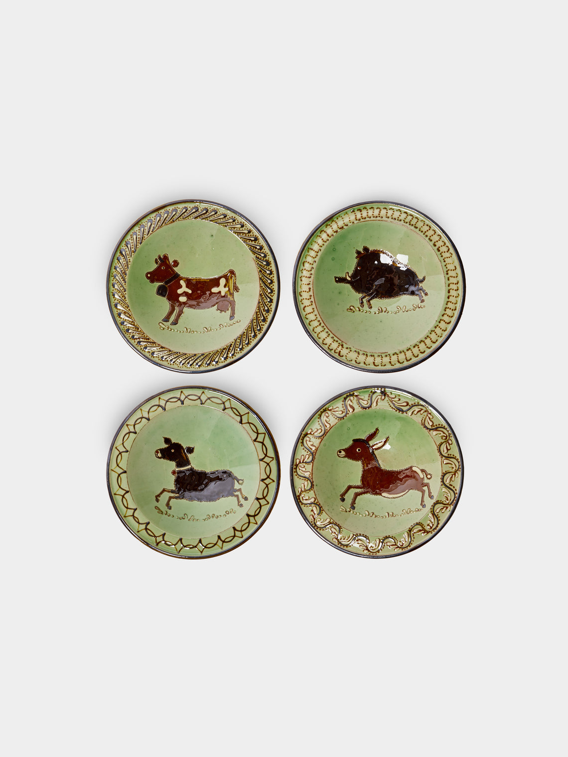 Poterie d’Évires - Animals Hand-Painted Ceramic Breakfast Bowls (Set of 4) -  - ABASK - 