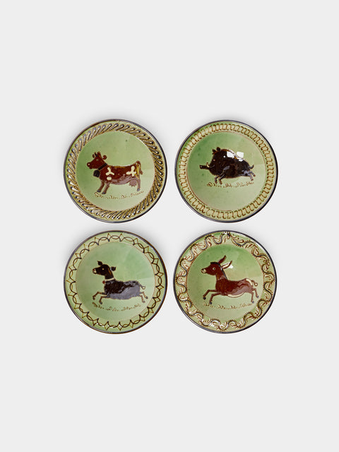 Poterie d’Évires - Animals Hand-Painted Ceramic Breakfast Bowls (Set of 4) -  - ABASK - 