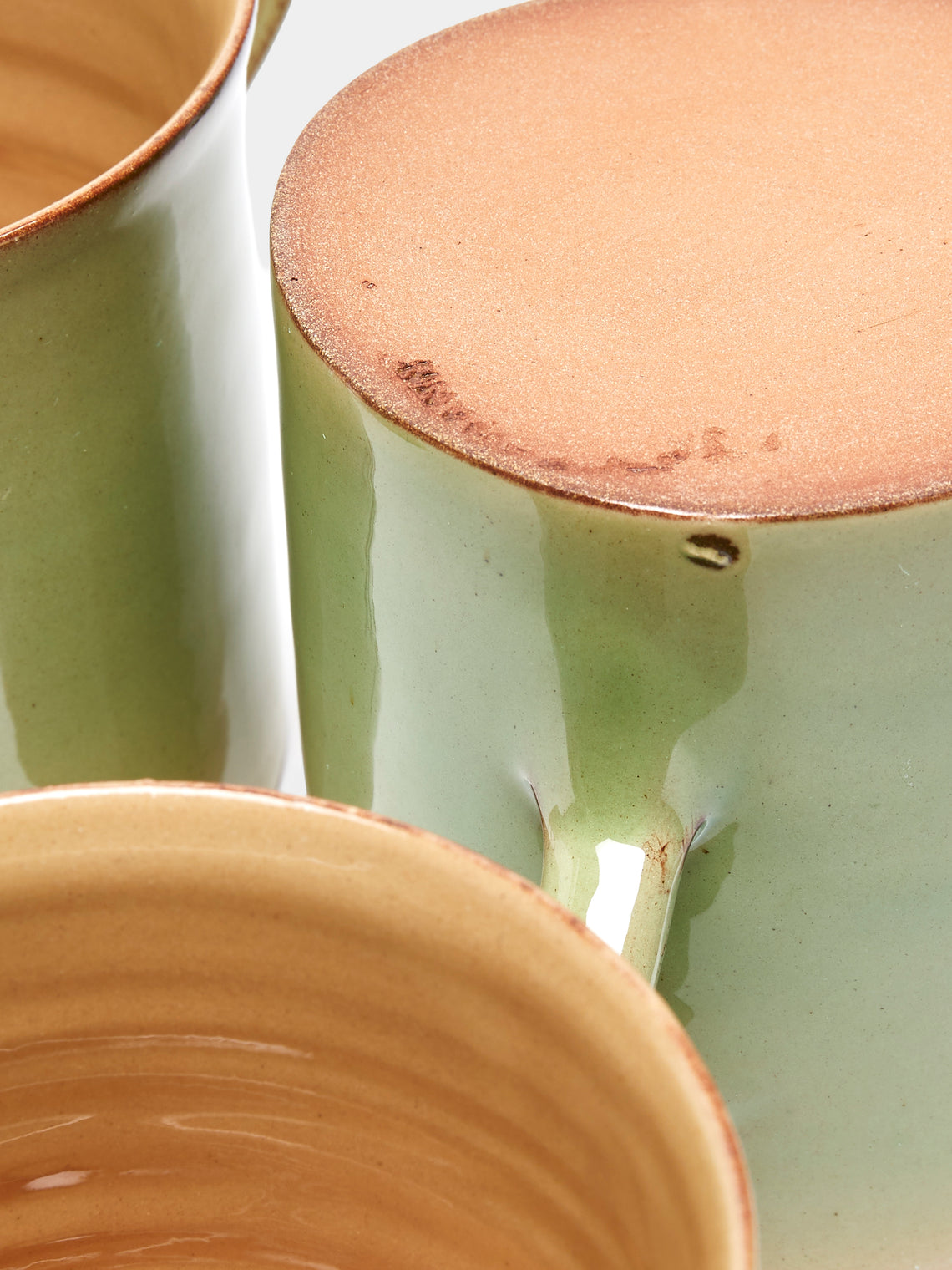 Poterie d’Évires - Animals Hand-Painted Ceramic Mugs (Set of 6) - Light green - ABASK