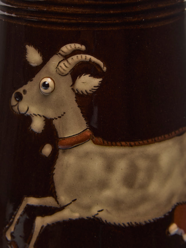 Poterie d’Évires - Goats Hand-Painted Ceramic Petite Milk Jug - Dark brown - ABASK