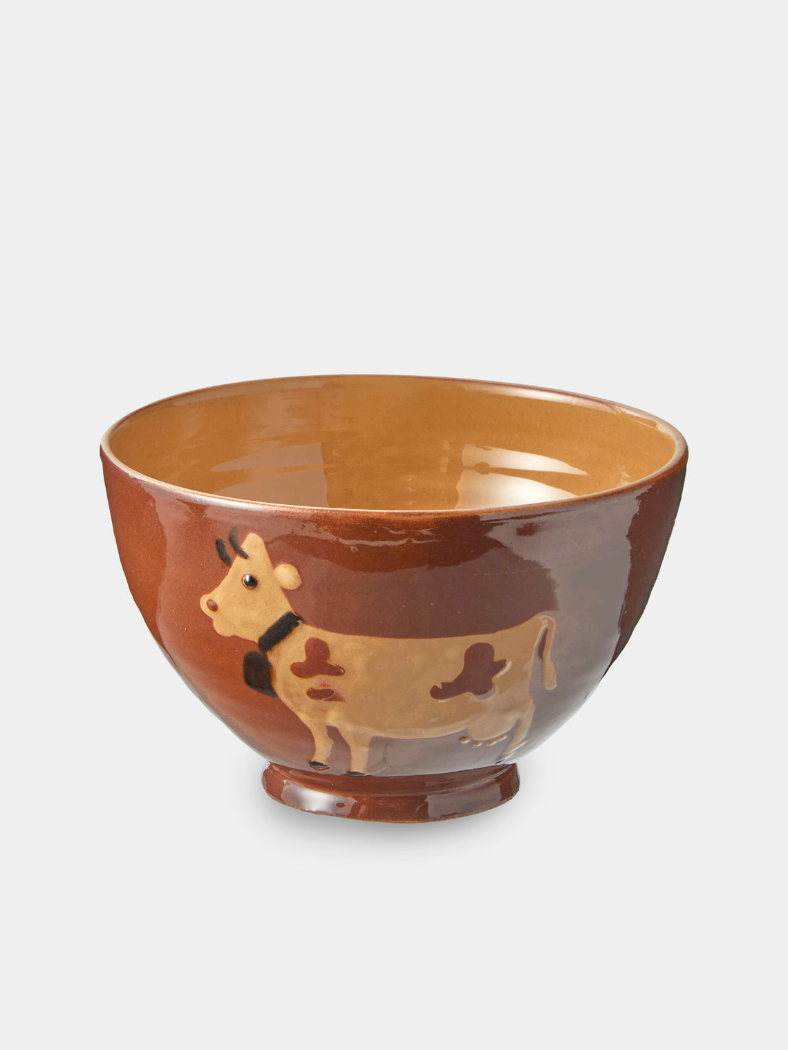 Poterie d’Évires - Cows Hand-Painted Ceramic Grand Bowls (Set of 4) - Light Brown - ABASK