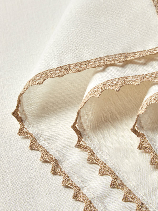 Borgo delle Tovaglie - Linen Crochet-Edge Placemats (Set of 4) - White - ABASK