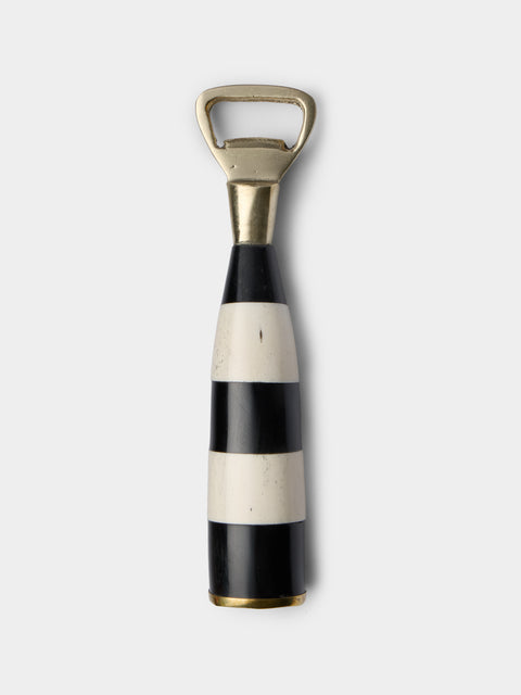 Poglia - Horn, Bone and Brass Bottle Opener - Black - ABASK - 