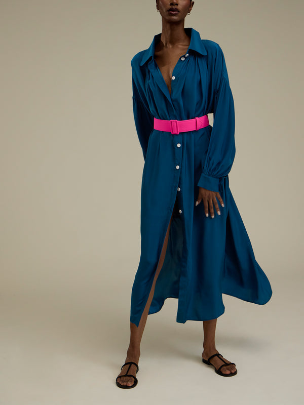 Marta Ferri - Martini Silk Long Dress - Blue - ABASK