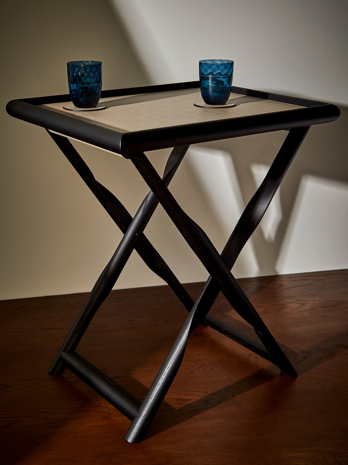 Giobagnara - Elica Leather and Wood Serving Table - Beige - ABASK