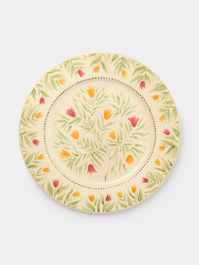 Rosanna Corfe - Tulips Hand-Painted Ceramic Round Platter - Cream - ABASK - 