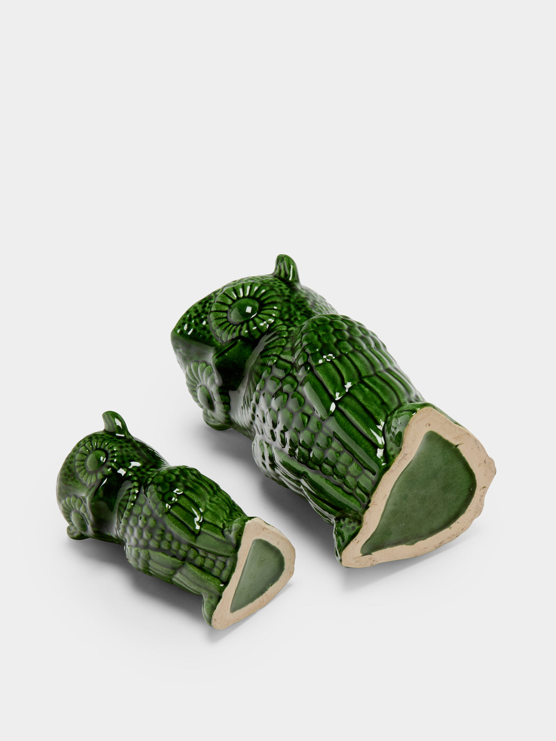 Antique and Vintage - Mid-Century Owls Ceramic Jug with Mugs (Set of 7) - Green - ABASK