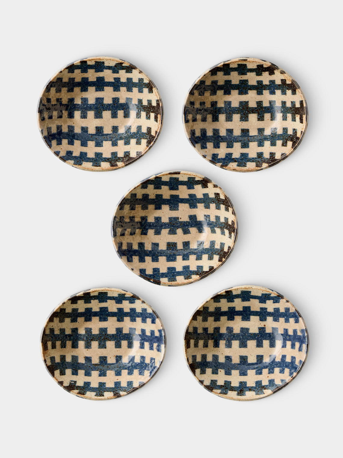 Makidani-gama - Nerikomi Ceramic Small Oval Bowls (Set of 5) - Multiple - ABASK