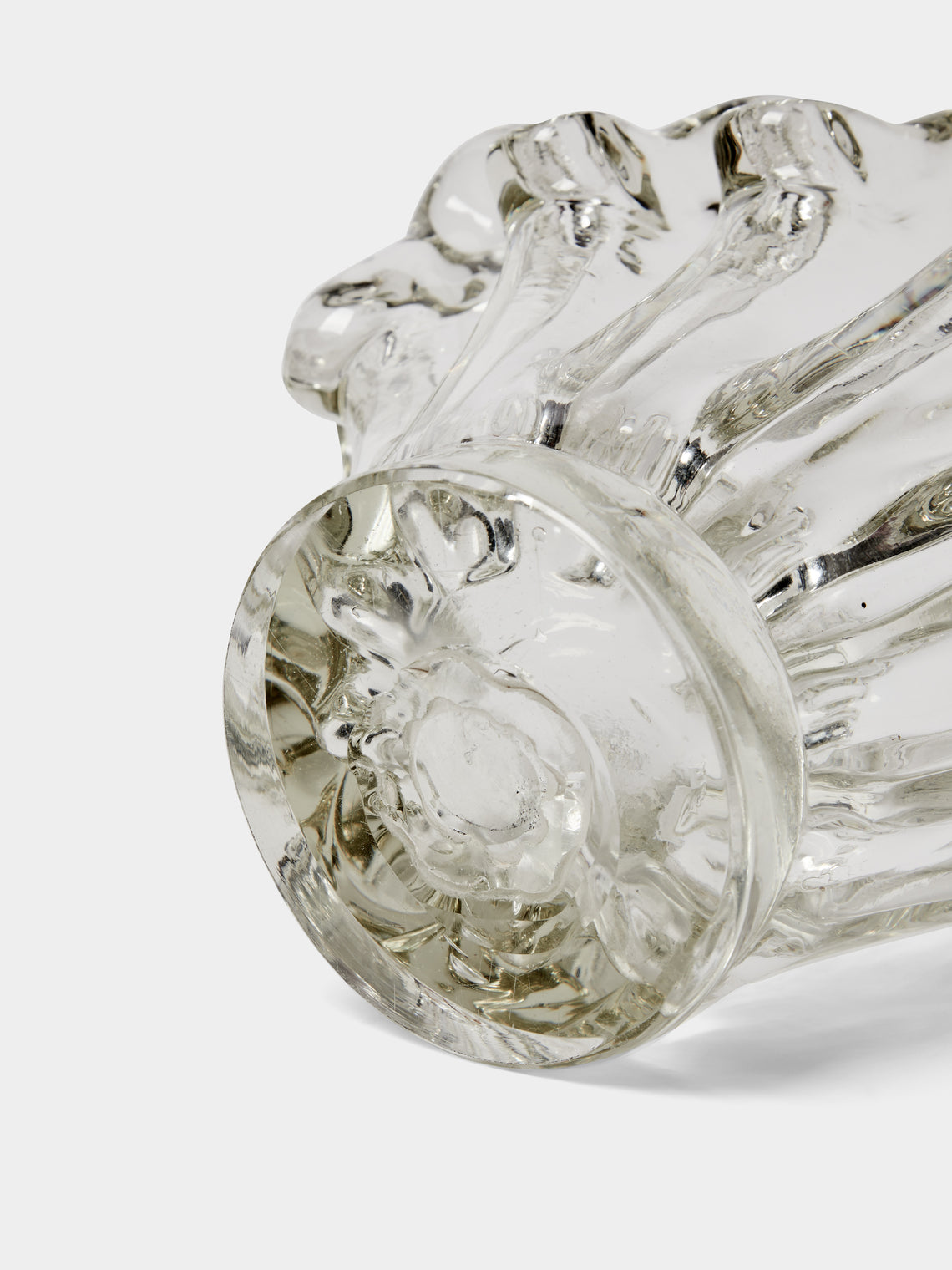 Antique and Vintage - Mid-Century Ercole Barovier Shell Murano Glass Vase (9.5in/24cm) - Clear - ABASK