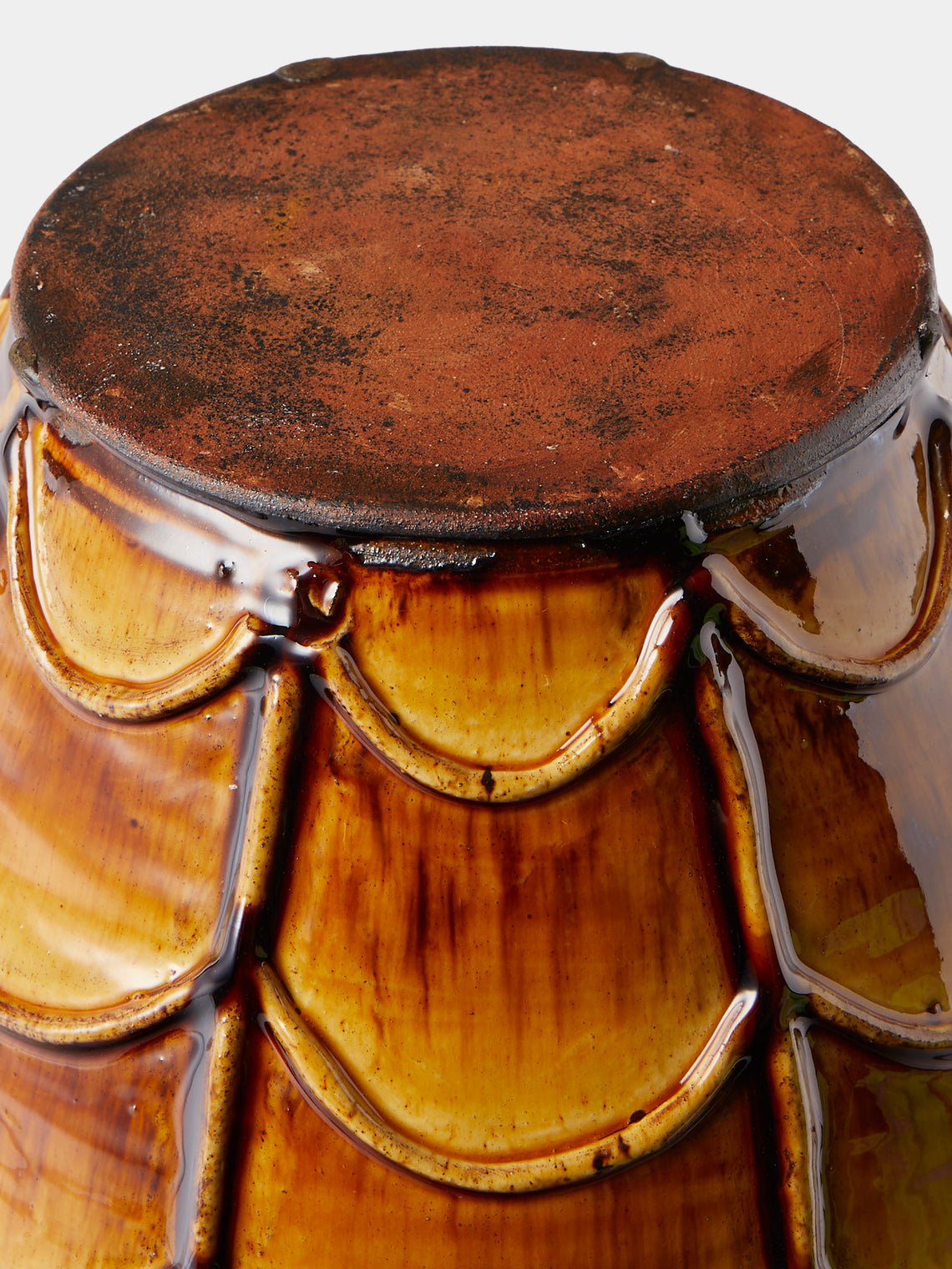 Fitch & McAndrew - Appliqué Slipware Large Lidded Jar - Brown - ABASK