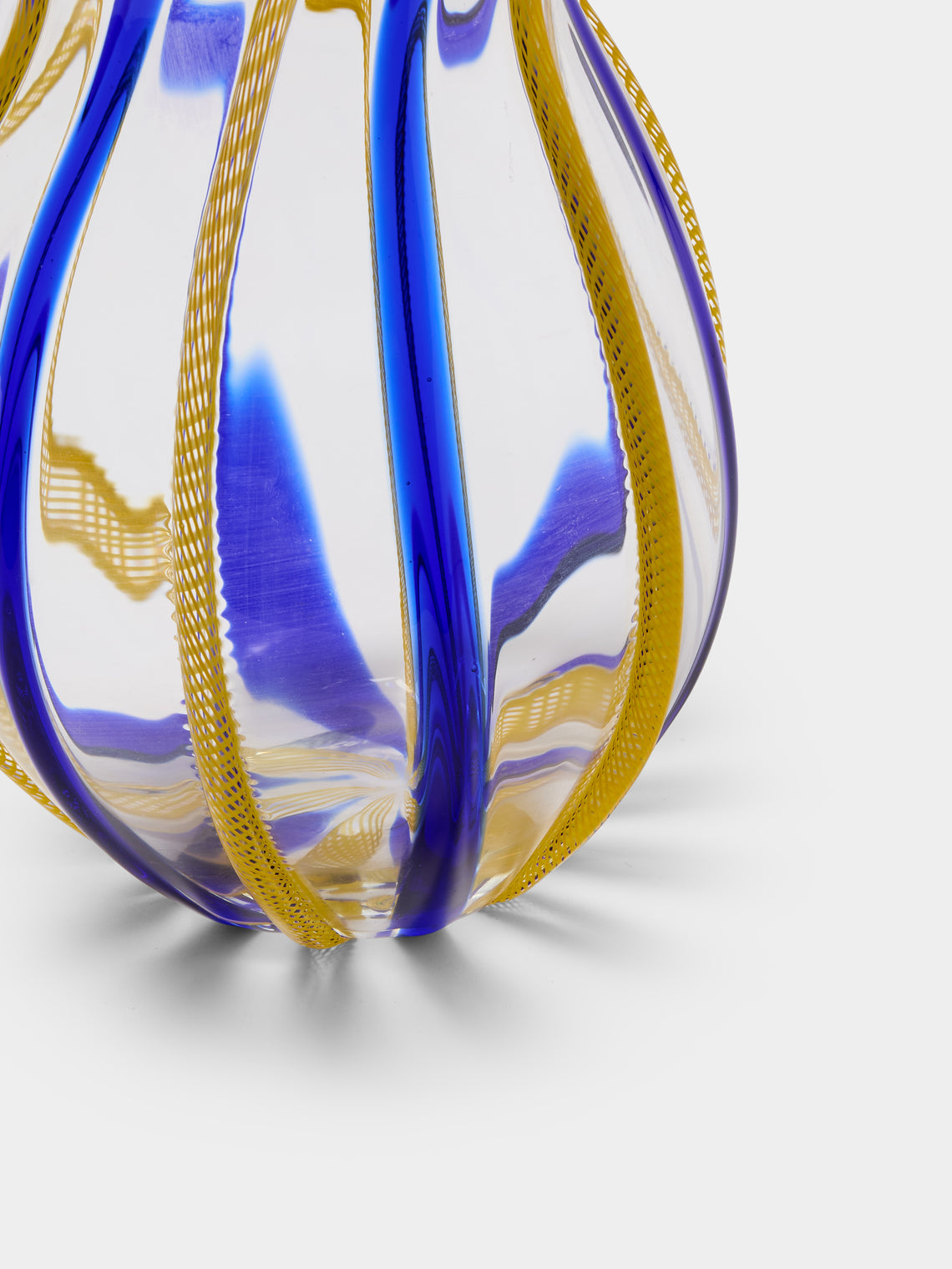 Antique and Vintage - 1980s Fratelli Toso Striped Murano Glass Vase (11in/28.5cm) - Clear - ABASK