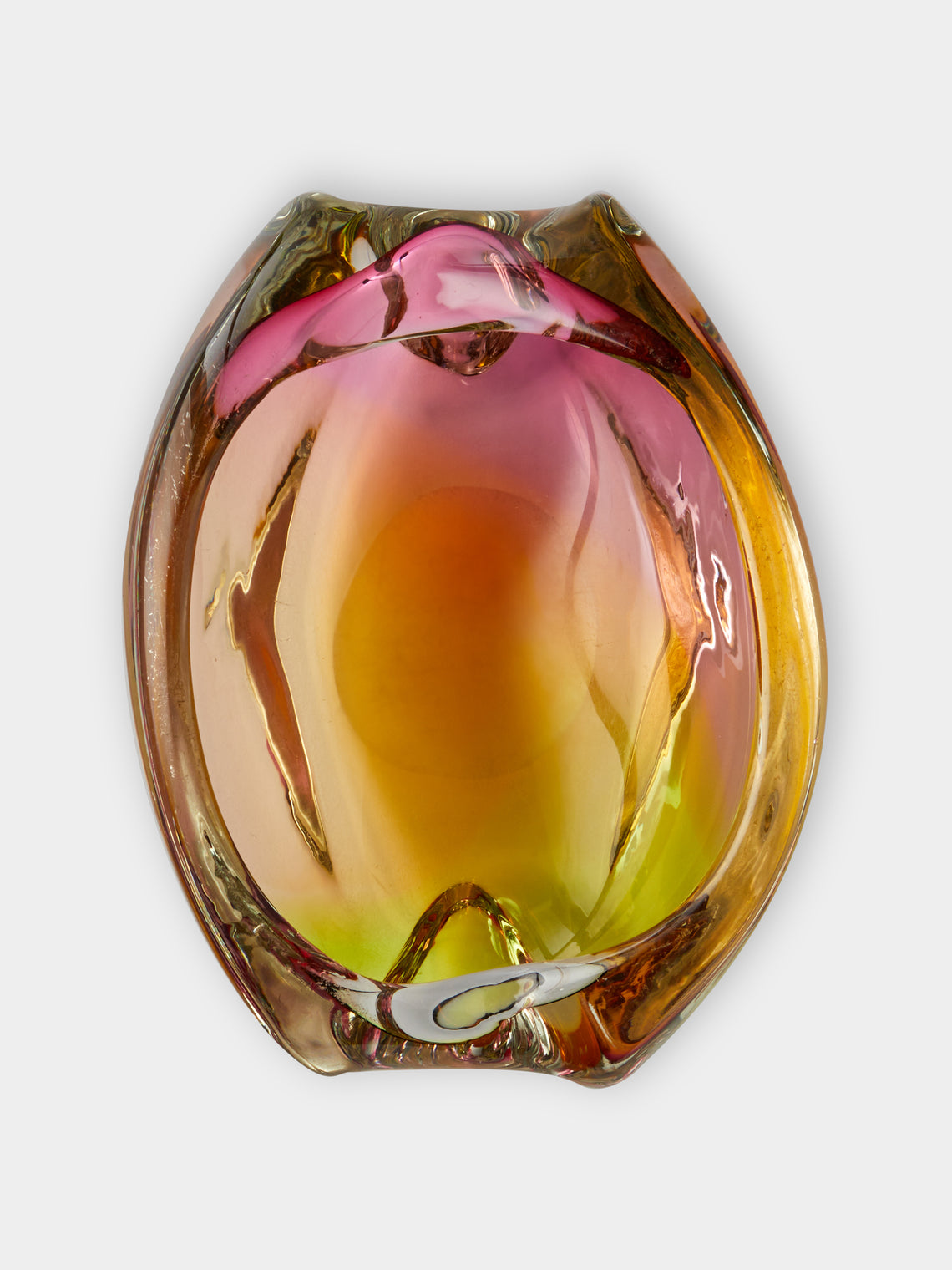 Antique and Vintage - Mid-Century Czech Glass Ashtray - Pink - ABASK