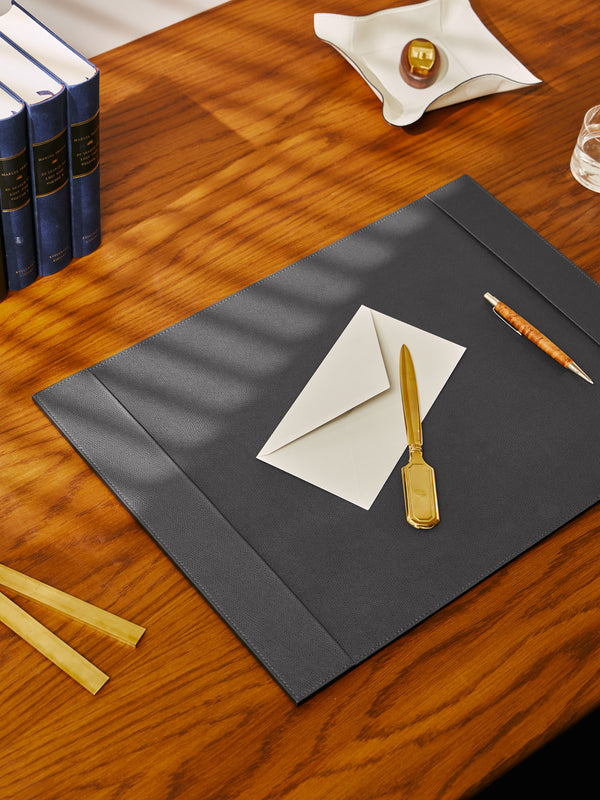 Giobagnara - Douglas Leather Desk Blotter - Gray - ABASK