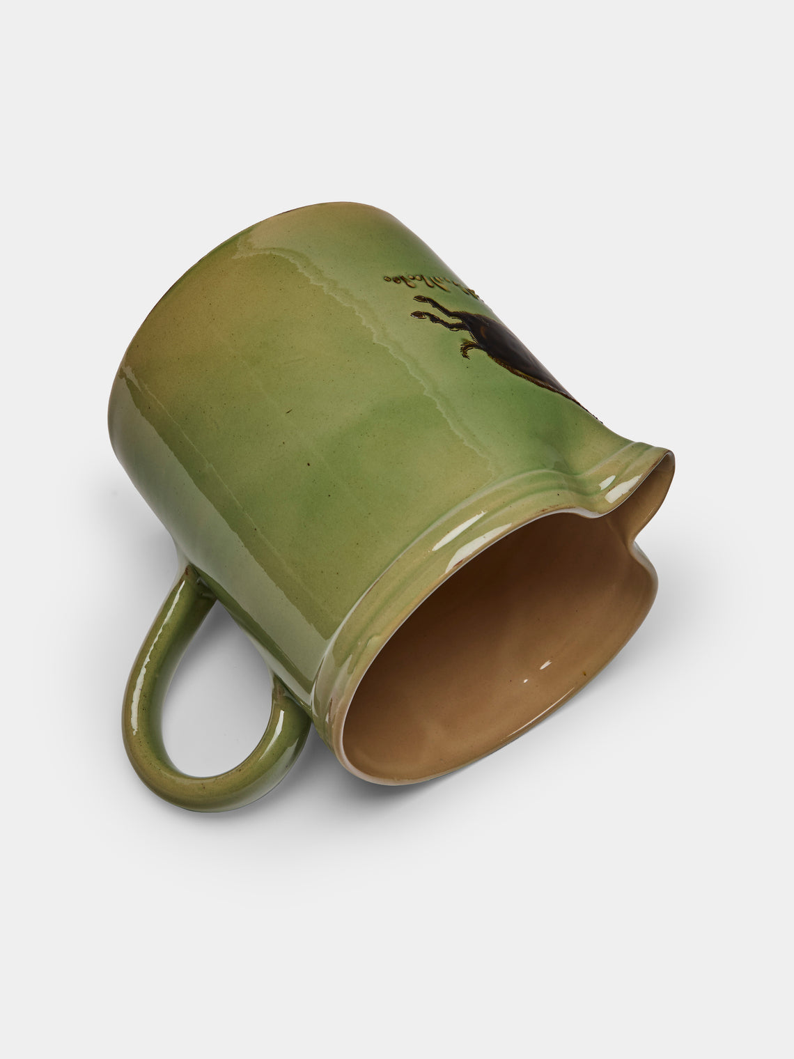 Poterie d’Évires - Boars Hand-Painted Ceramic Straight-Edge Jug (70.5oz/2L) - Green - ABASK