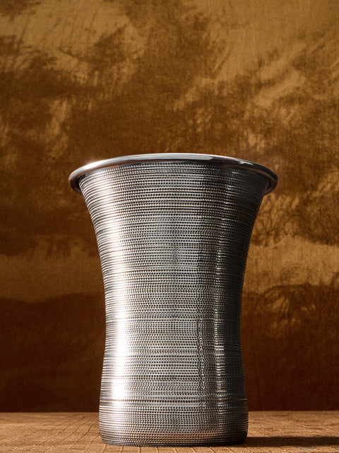 San Lorenzo - 1996 Afra and Tobia Scarpa Interspace Pure Silver Vase (9in/23cm) - Silver - ABASK