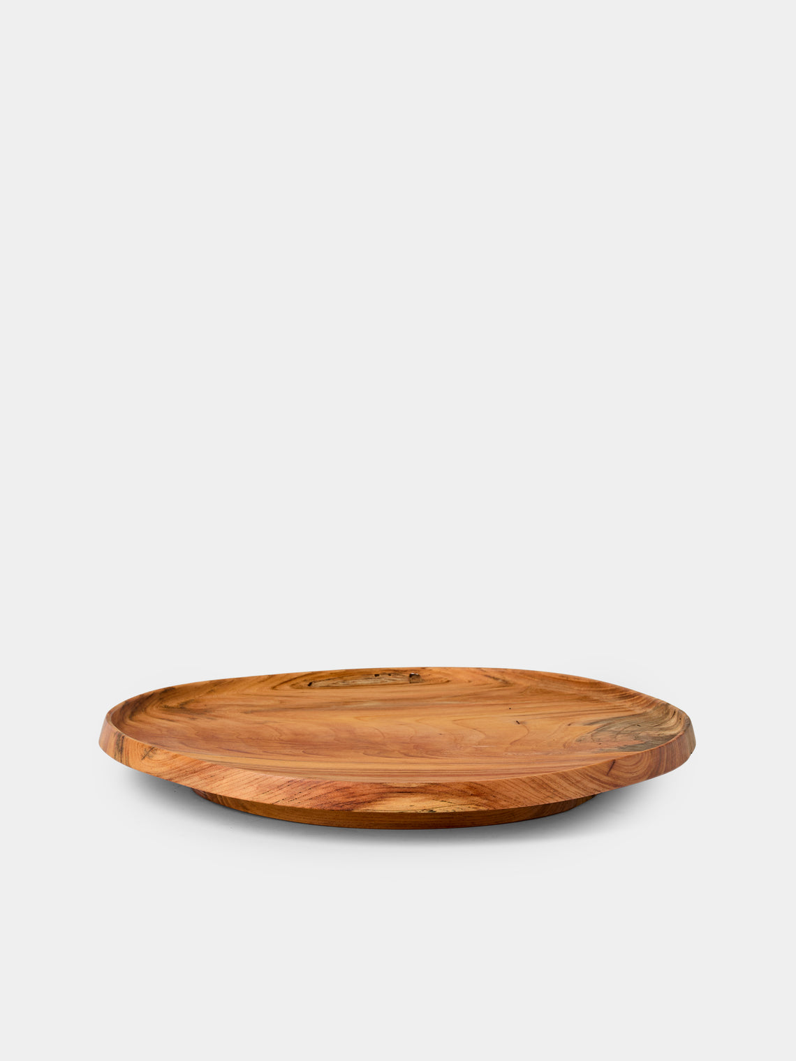 Iida Woodturning - Hand-Turned Zelkova Oil-Finish Tray (16.5in/42.5cm) - Brown - ABASK - 