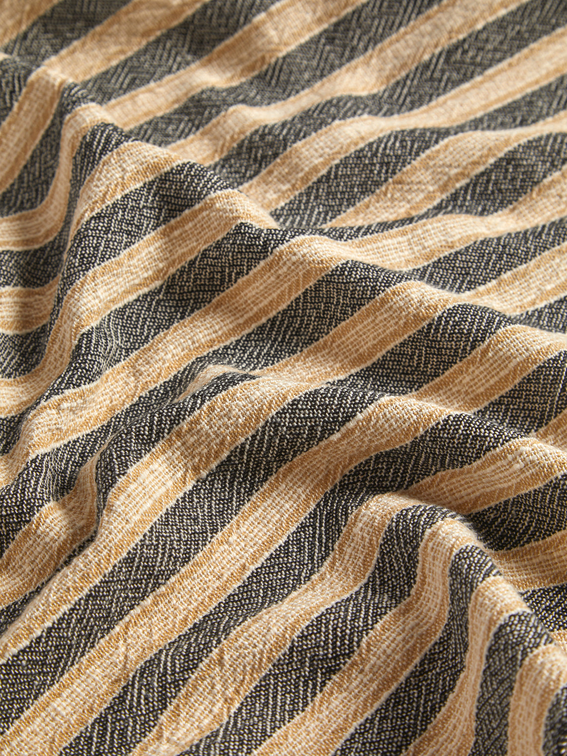 Mizar & Alcor - Striped Handwoven Linen and Cotton Towels (Set of 2) - Black - ABASK