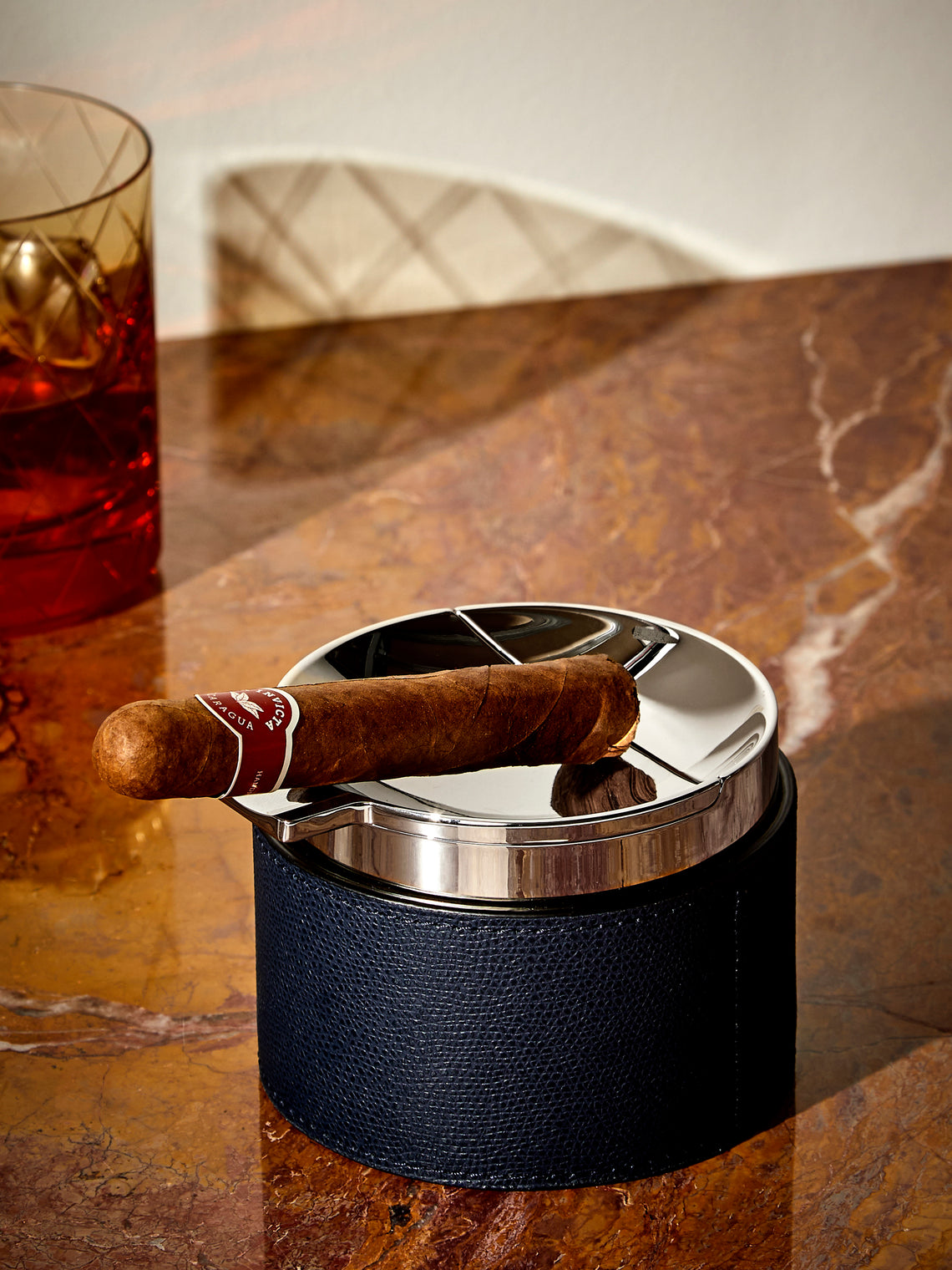 Giobagnara - Colorado Leather Ashtray - Navy - ABASK
