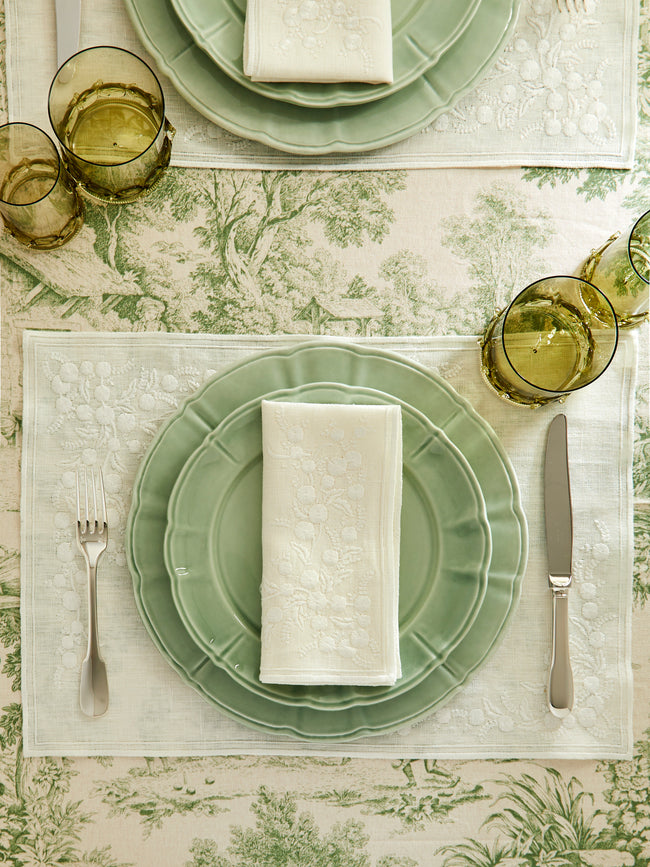 Borgo delle Tovaglie - Venaria Embroidered Linen Placemats (Set of 4) - Ivory - ABASK