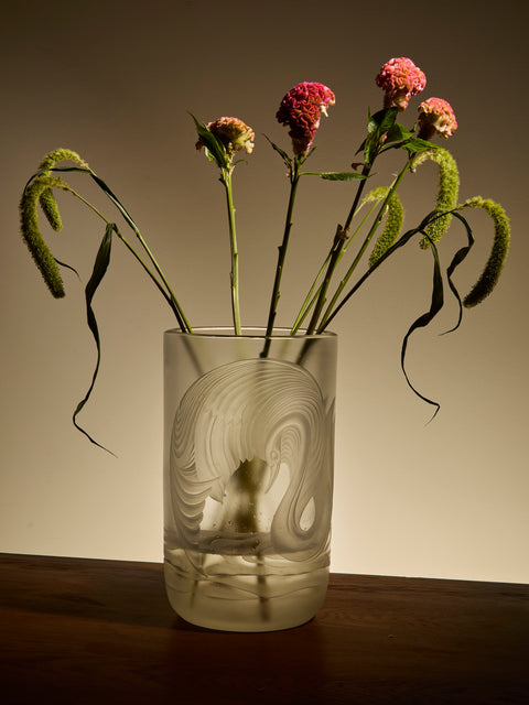 Antique and Vintage - 20th-Century Lalique Swan Crystal Vase (14in/35.5cm) - Clear - ABASK