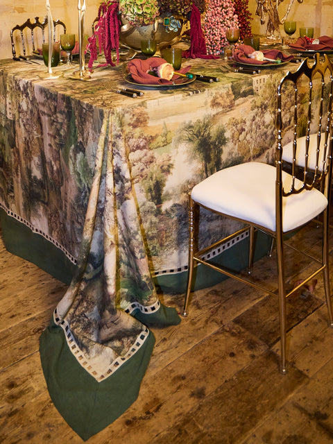 Borgo delle Tovaglie - Riviera Printed Linen Rectangular Tablecloth (165.5in/4.2m) - Multiple - ABASK