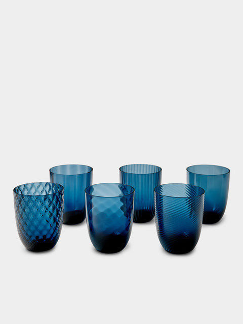 NasonMoretti - Ida Glass Water Tumblers (Set of 6) - Blue - ABASK - 