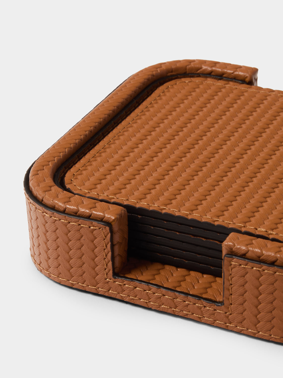 Pinetti - Leather Square Coasters (Set of 6) - Camel - ABASK