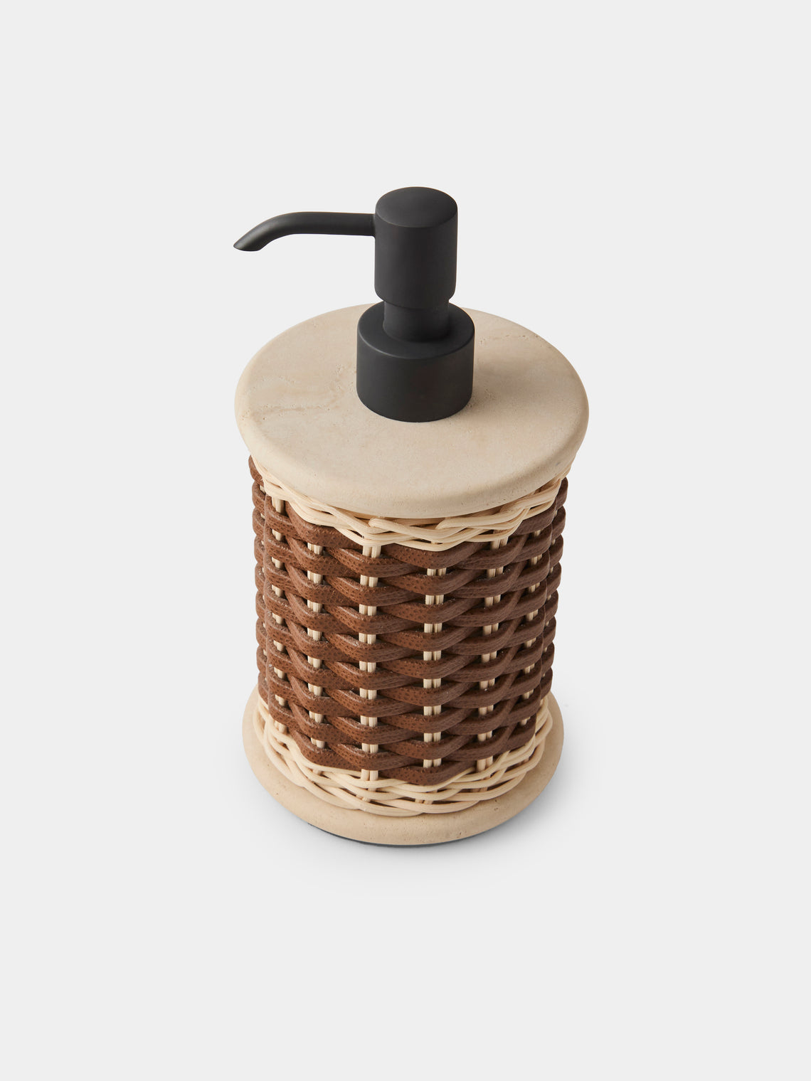 Pigment France - Courbet Leather and Rattan Soap Dispenser - Brown - ABASK