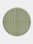 Chamois - Parrot Block-Printed Linen Round  Tablecloth (86.5in/2.2m) - Green - ABASK - 