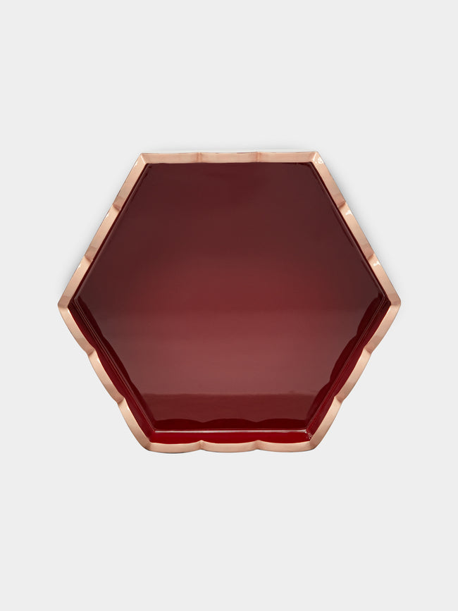 Scarlett And Sallis - Lacquered Wood Small Scalloped Tray -  - ABASK - 
