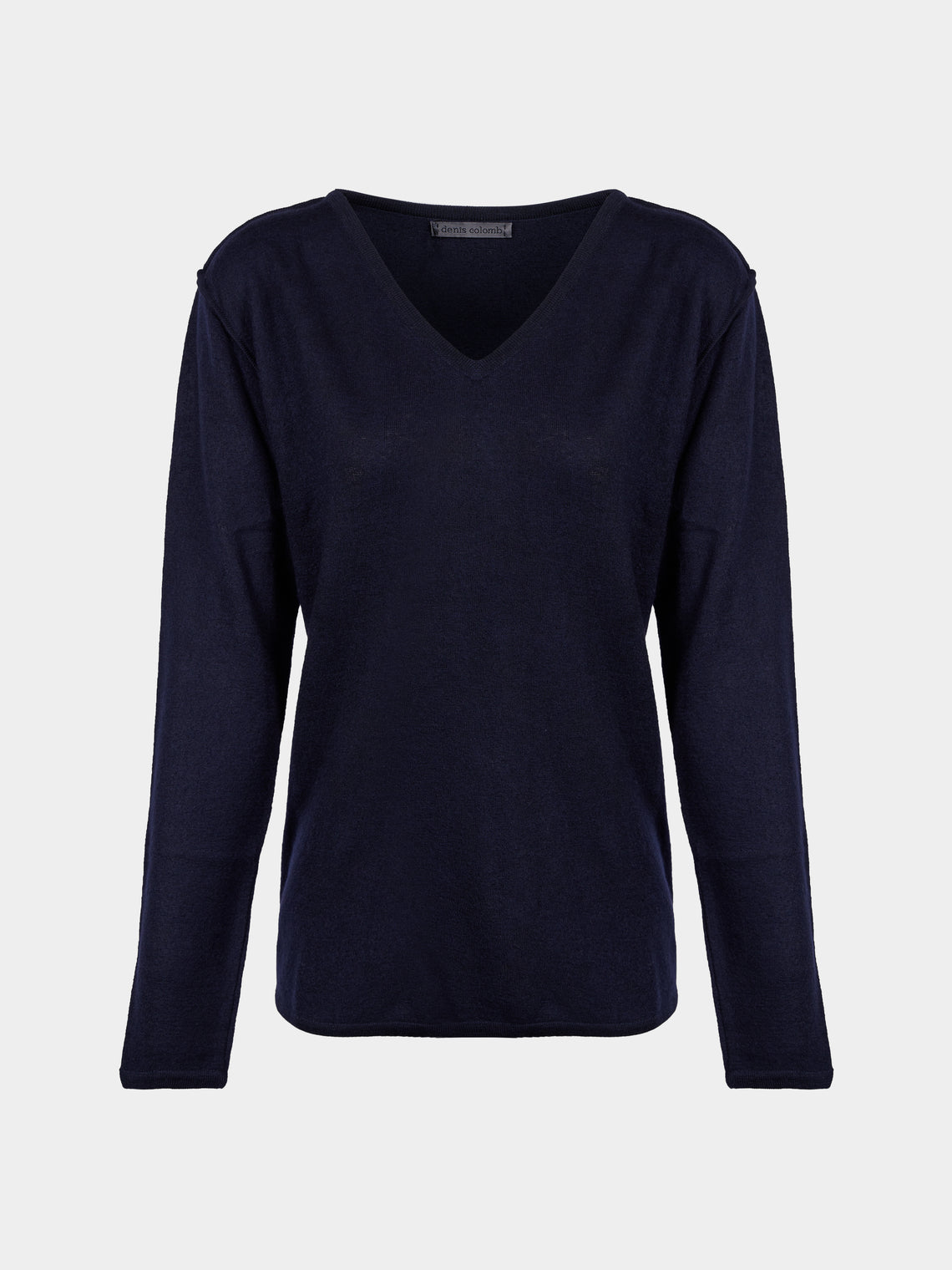 Denis Colomb - Fuzzy Brushed Cashmere V-Neck Sweater | Size: S - Navy - ABASK - 