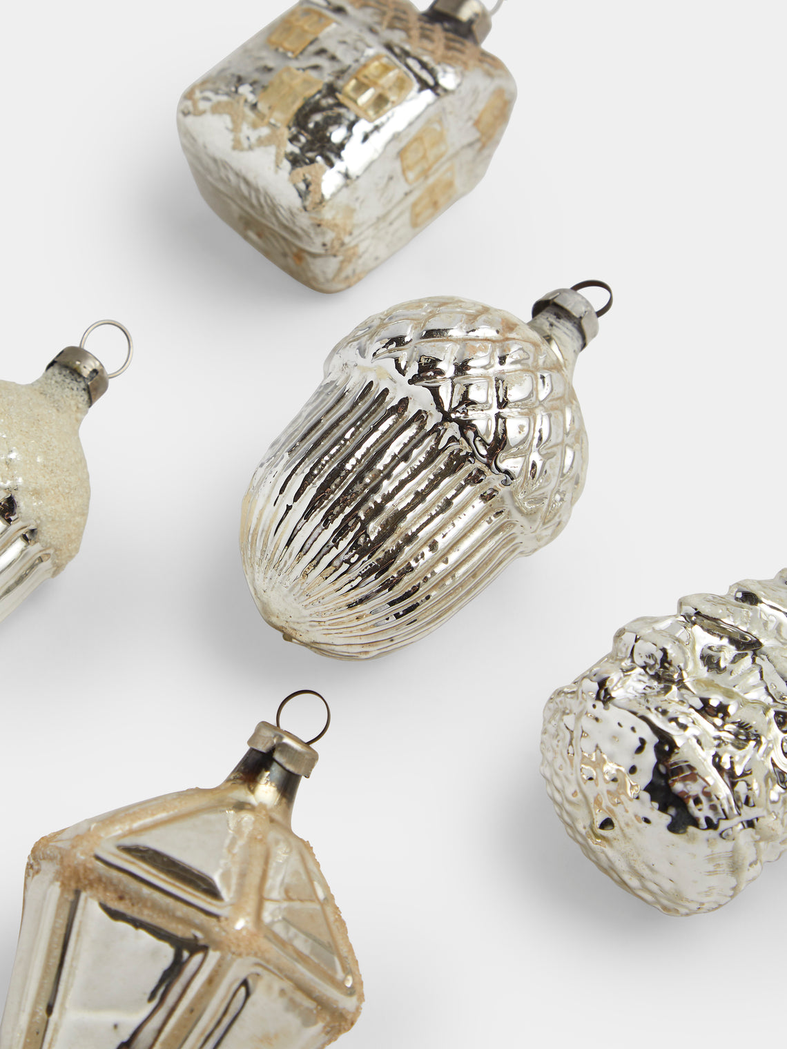 Antique and Vintage - Early-20th-Century Christmas Glass Baubles (Set of 14) - Silver - ABASK