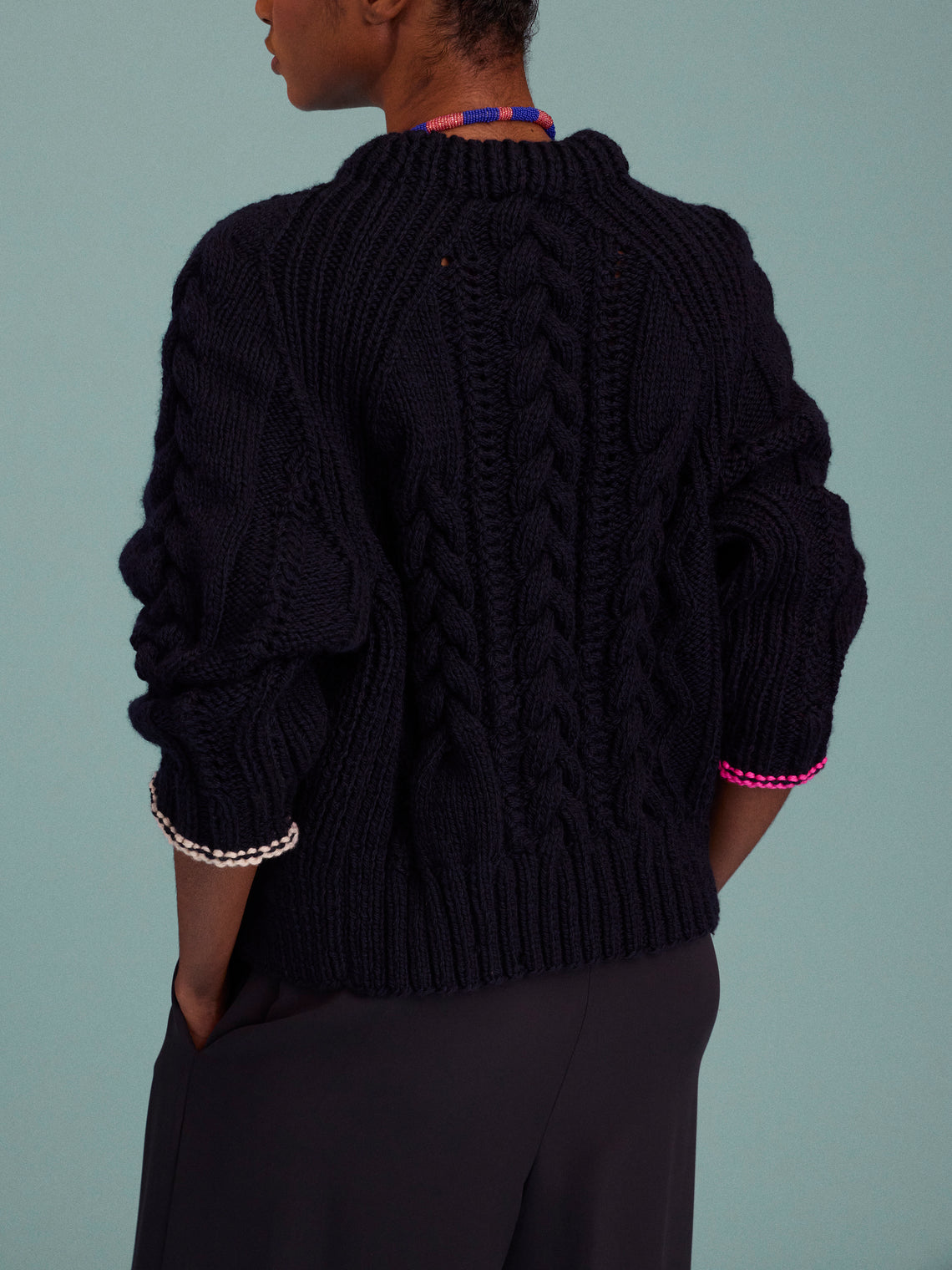 La Fetiche - Marianne Hand-Knitted Wool Sweater | Size: S - Navy - ABASK