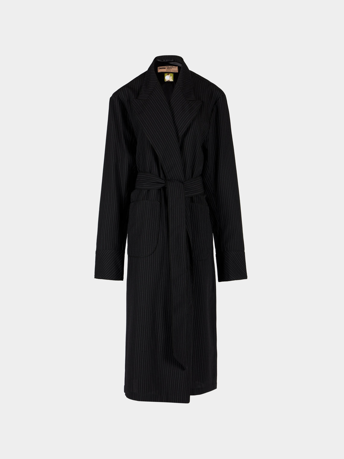 Dorso - The Gessato Wool Robe | Size: S - Black - ABASK - 