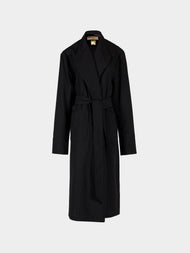 Dorso - The Gessato Wool Robe | Size: S - Black - ABASK - 