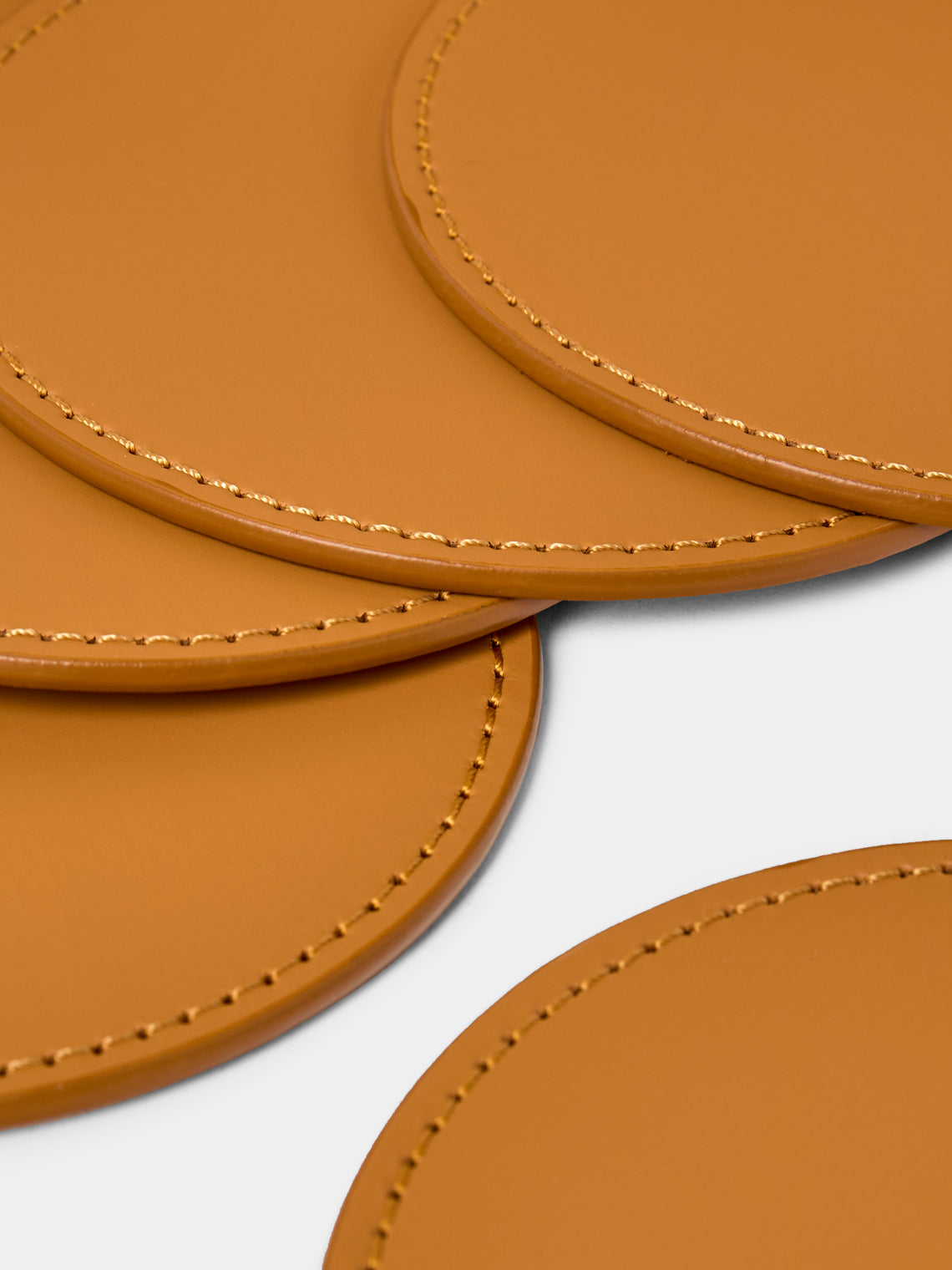 Riviere - Barcelona Water-Resistant Leather Coasters (Set of 10) - Tan - ABASK