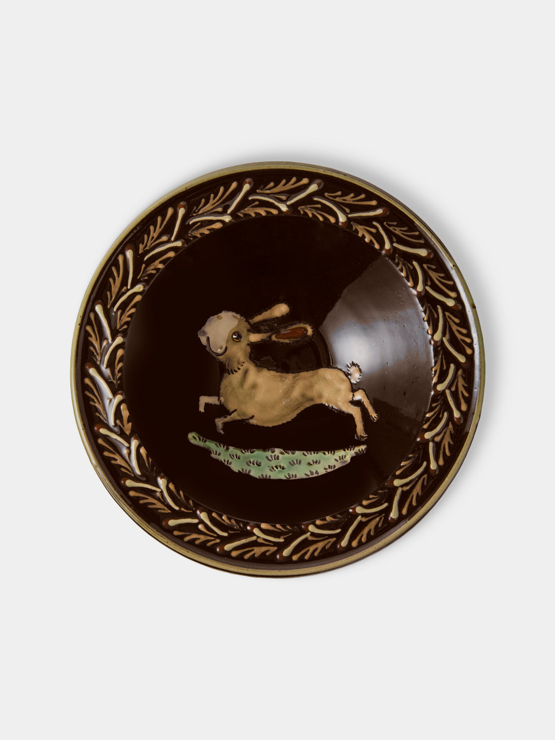 Poterie d’Évires - Animals Hand-Painted Ceramic Breakfast Bowls (Set of 4) - Dark Brown - ABASK