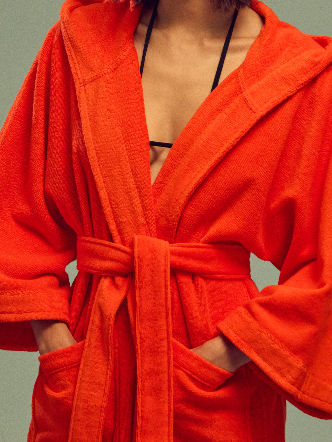 Lisa Marie Fernandez - Terry Cotton Long Robe | Size: XS/S - Red - ABASK