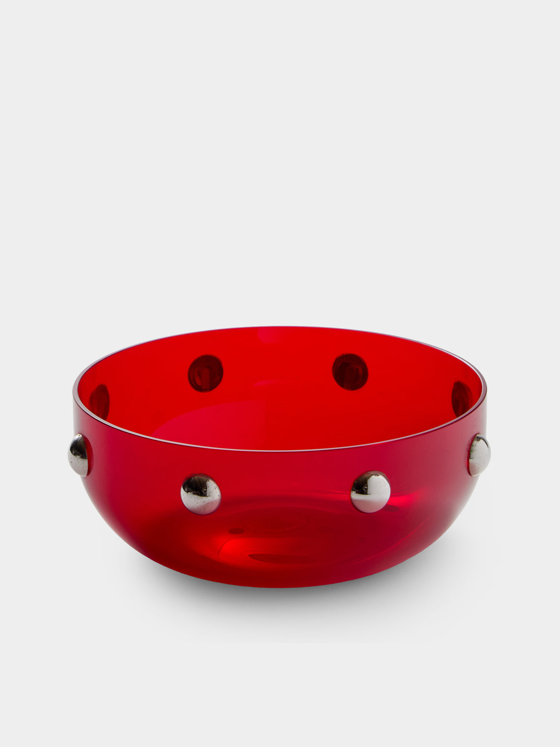Antique and Vintage - 1969 Murano Glass and Silver-Plated Bowl - Red - ABASK - 