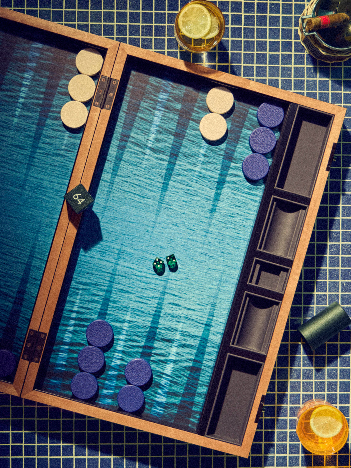 Alexandra Llewellyn - Ocean Leather & Wood Backgammon Set - Brown - ABASK