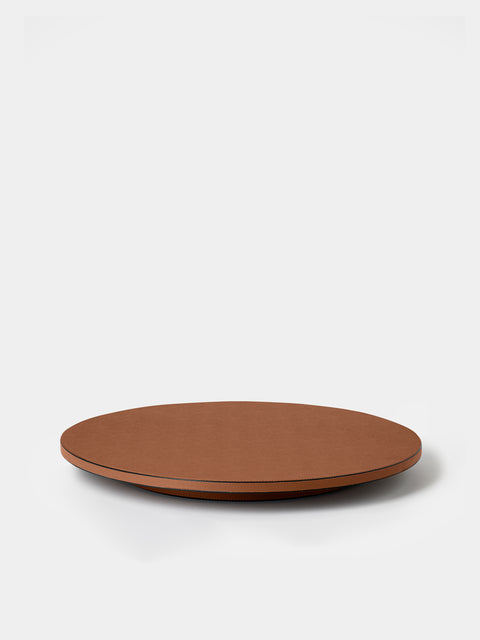 Giobagnara - Jupiter Leather Lazy Susan (20in/50.5cm) - Brown - ABASK - 
