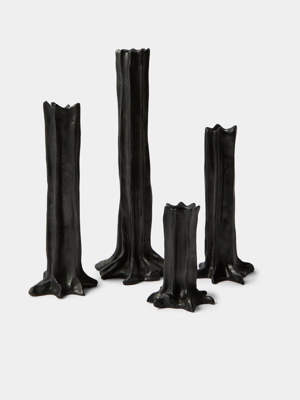 Studio Palatin - | Set of 4 | Arbor Bronze Candlesticks - Black - ABASK - 
