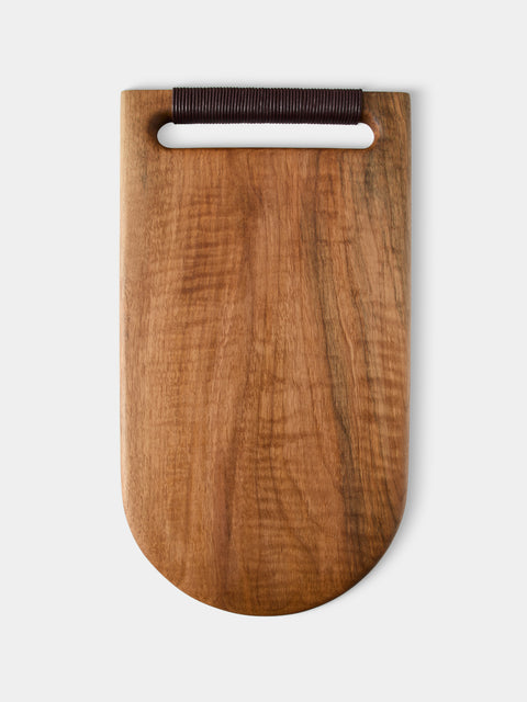 Lucas Castex - Hand-Carved Wood Serving Board with Leather Handles - Brown - ABASK - 