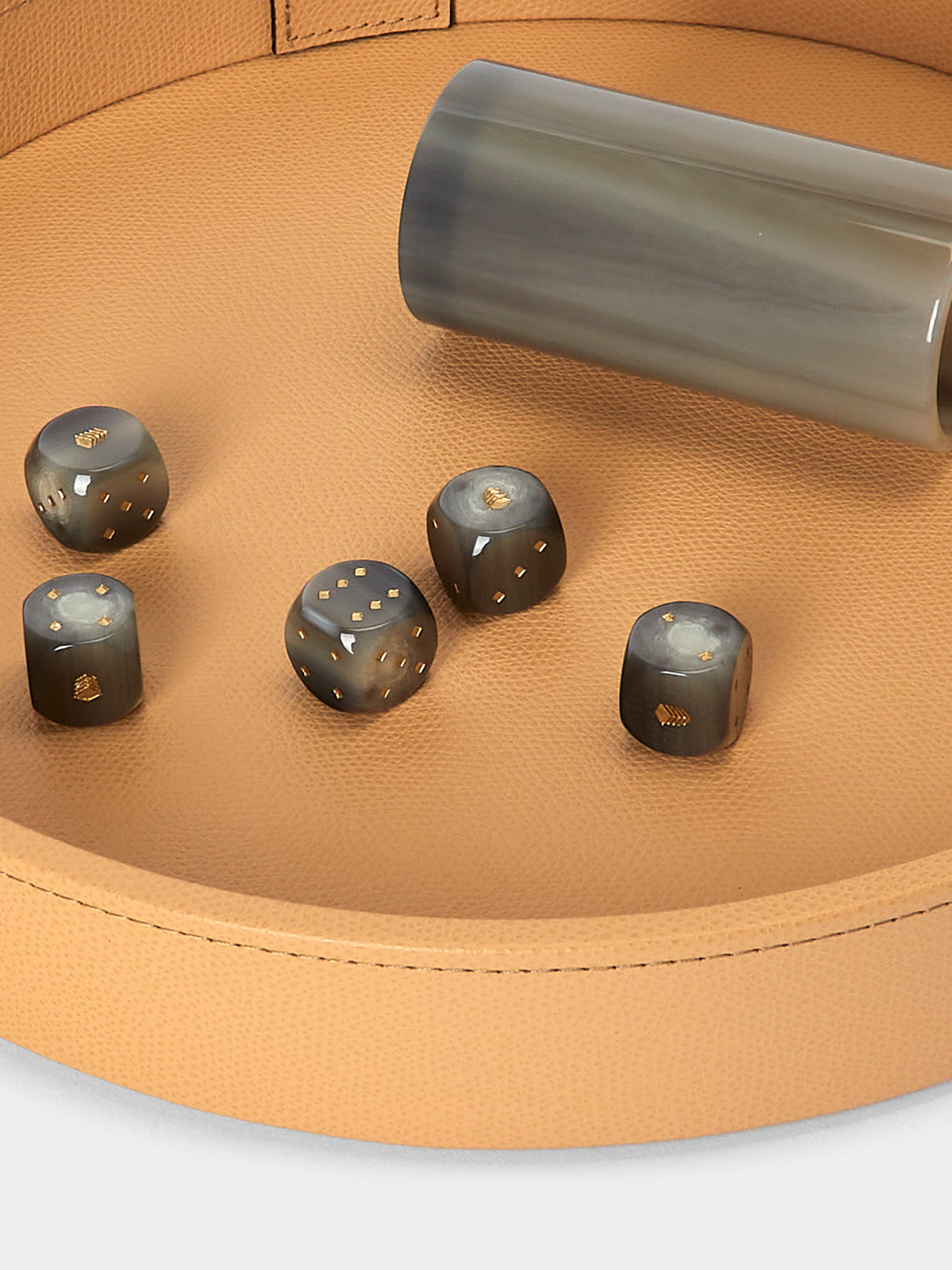 Pinetti - Leather Dice Set - Beige - ABASK
