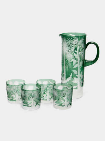 Artel - Primeval Palms Hand-Engraved Crystal Collection - Green - ABASK - 