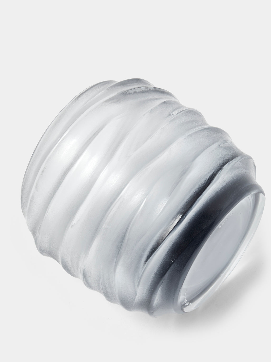 Micheluzzi Glass - Rullo Acciaio Onde Hand-Blown Murano Glass Vase (4.5in/12cm) - Gray - ABASK
