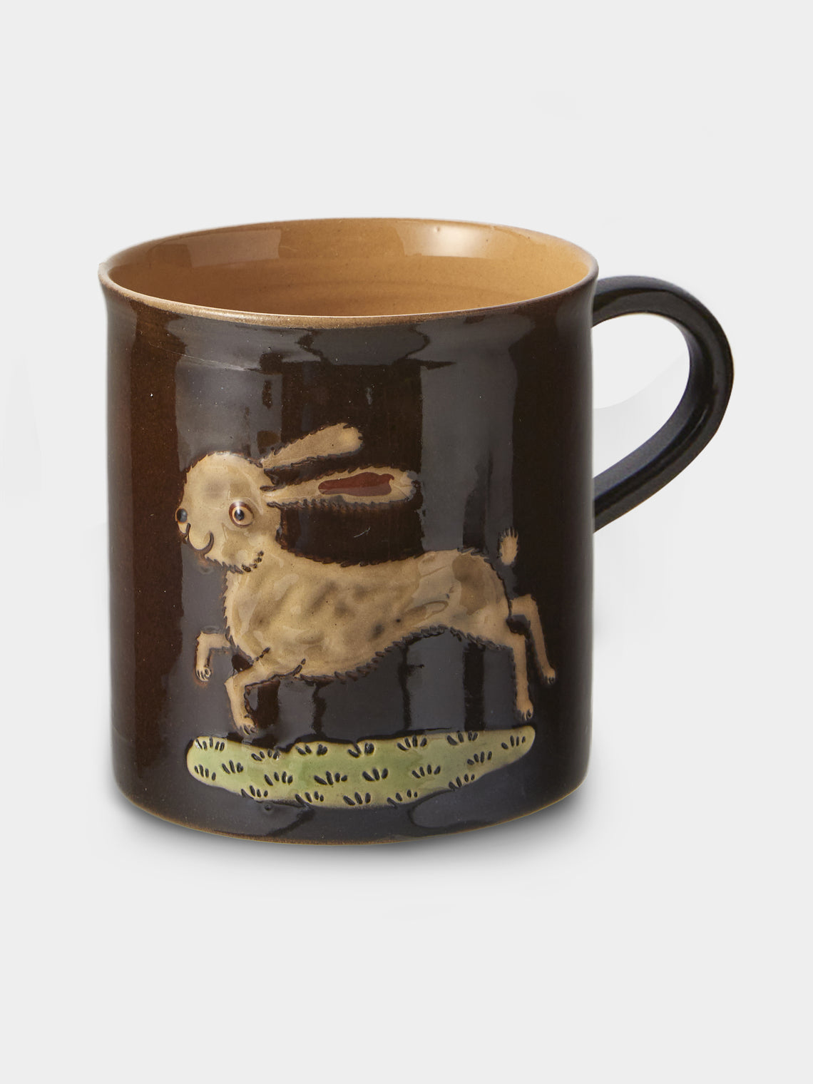 Poterie d’Évires - Animals Hand-Painted Ceramic Mugs (Set of 4) - Dark Brown - ABASK