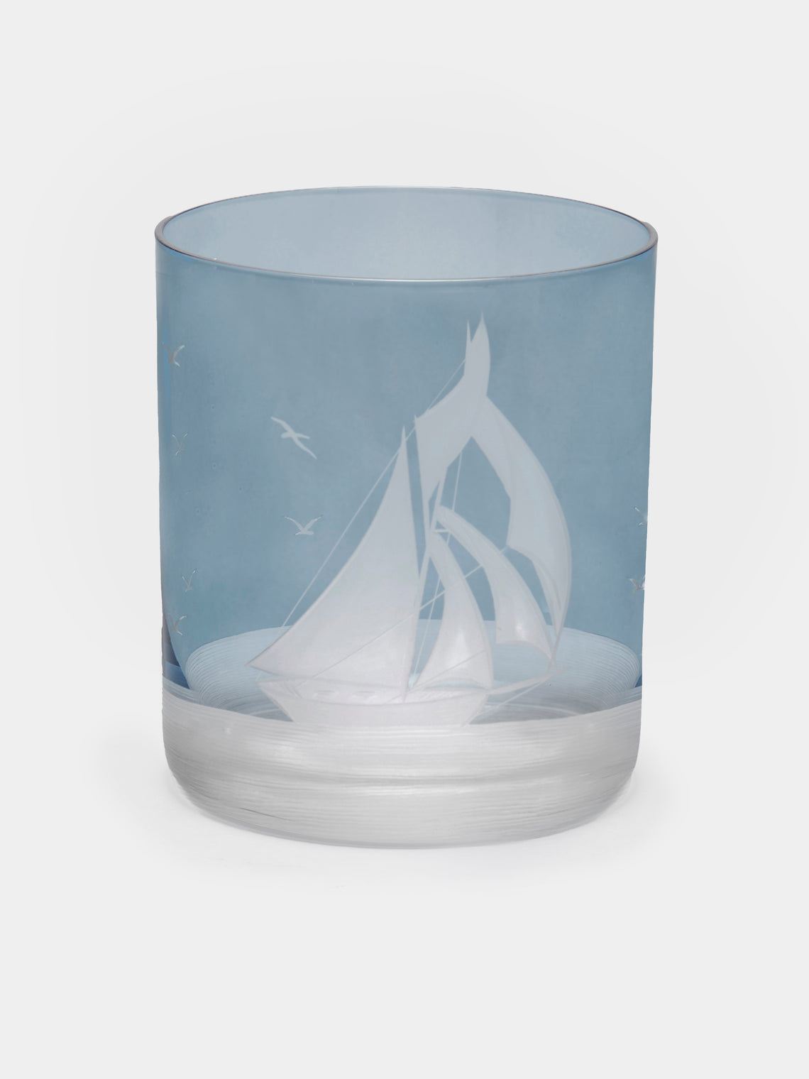 Artel - Golden Age of Yachting Hand-Engraved Crystal Double Old Fashioned Tumbler - Blue - ABASK - 