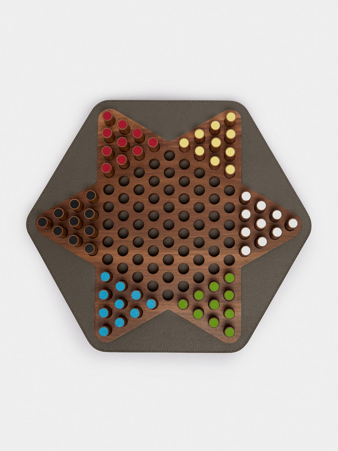 Giobagnara - Delos Leather and Marble Chinese Checkers Set - Red - ABASK