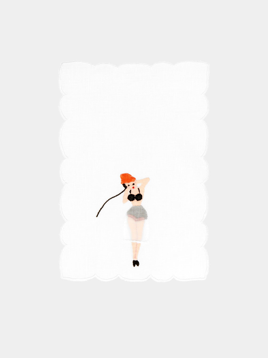 Taf Firenze - Donnine Hand-Embroidered Linen Cocktail Napkins (Set of 6) - Multiple - ABASK